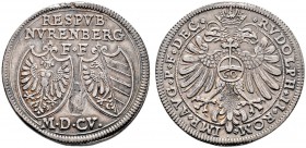 Nürnberg, Stadt. MARKEN und ZEICHEN. LOSUNGS-und UMGELD-AMT. Reichsguldiner zu 60 Kreuzer von den Stempeln des Losungsgulden 1605. Wie vorher, jedoch ...