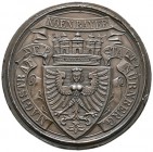 Nürnberg, Stadt. MARKEN und ZEICHEN. MAGISTRAT. Einseitige Magistratsmarke aus Kupfer o.J. (Mitte 19. Jh.). Wappen mit dem Jungfrauen­adler unter Maue...