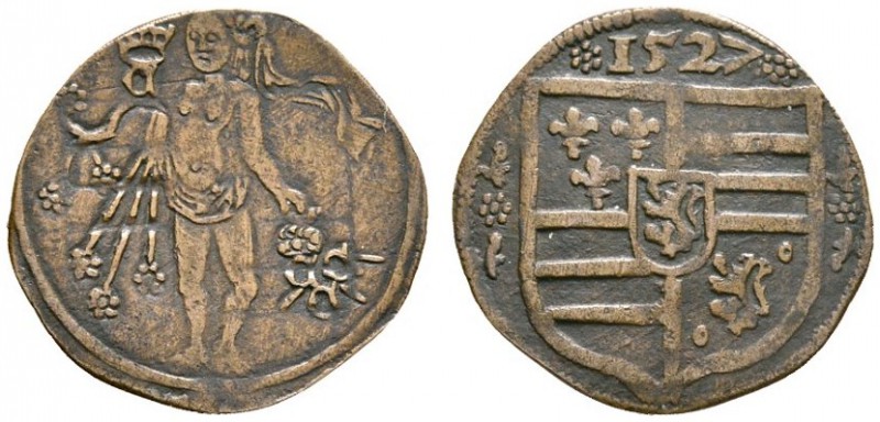 Nürnberg, Stadt. MARKEN und ZEICHEN. RECHENPFENNIGE. Cu-Rechenpfennig 1527 unsig...