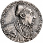 Nürnberg, Stadt. MARKEN und ZEICHEN. Versilbertes Galvano der einseitigen Medaille 1525 von Matthes Gebel, auf den Reichsschultheiß von Nürnberg - Han...