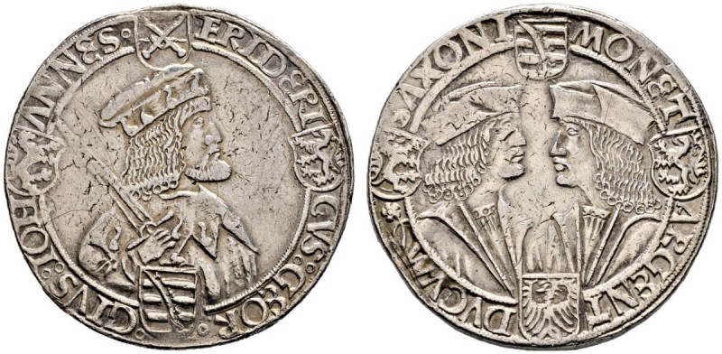 Sachsen-Kurfürstentum. Friedrich III, Georg und Johann 1500-1507. Klappmützental...