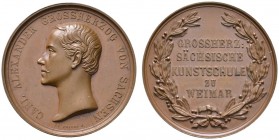 Sachsen-Weimar-Eisenach. Carl Alexander 1853-1901. Bronzene Prämienmedaille o.J. von F. Helfricht, der großherzoglich-sächsischen Kunstschule zu Weima...