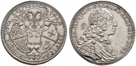 Schwäbisch Hall, Stadt. Taler 1742 -Nürnberg-. Stempel von J.L. Oexlein. Ähnlich wie vorher, jedoch auf dem Avers mit den Initialen des Münzmeisters P...