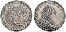 Schwäbisch Hall, Stadt. Halbtaler 1742 -Nürnberg-. Stempel von J.L. Oexlein. Ähnlich wie vorher, mit den Initialen des Münzmeisters G.F. Nürnberger au...