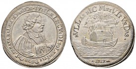 Schwäbisch Hall, Stadt. Silbermedaille (Silberabschlag vom Doppeldukat) 1717 auf das Reformationsjubiläum. Brustbild Luthers mit Bibel nach rechts / S...
