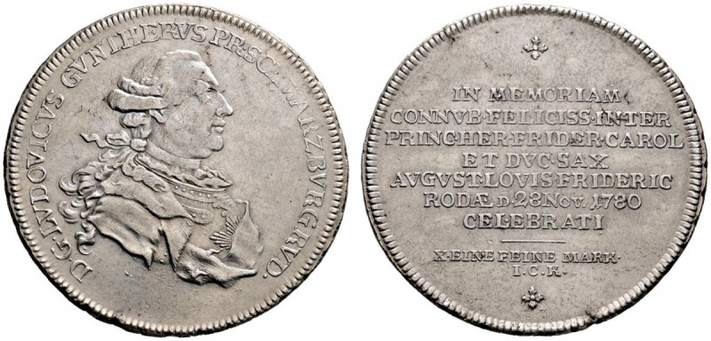 Schwarzburg-Rudolstadt. Ludwig Günther II. 1767-1790. Konventionstaler 1780 -Saa...