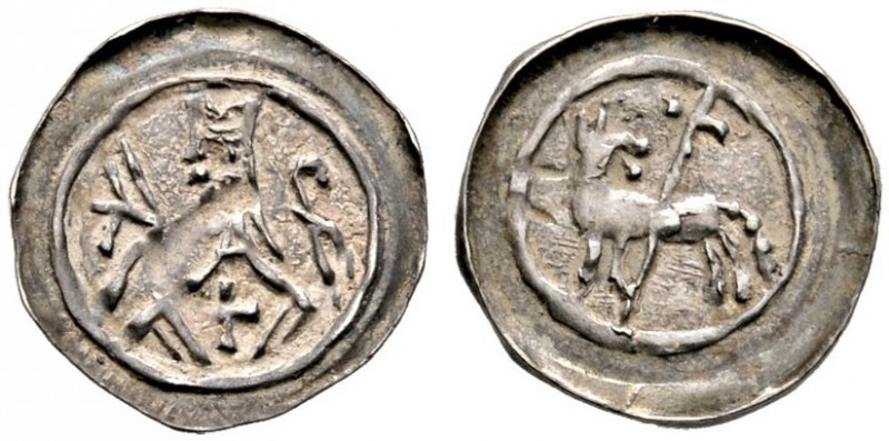 Straßburg, Bistum. Heinrich von Staleck 1245-1260. Pfennig. Brustbild mit segnen...