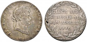 Westfalen, Königreich. Hieronymus Napoleon 1807-1813. 2/3 Ausbeutetaler (Konventionsausbeutegulden) 1811 -Kassel-. AKS 26, J. 18, Kahnt 558. feine Pat...