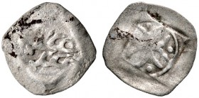 Württemberg. Graf Eberhard III. der Milde 1392-1417. Vierschlag-Heller o.J. (nach dem Vertrag von 1396). Zwei liegende Hirschstangen / Gabelkreuz, in ...