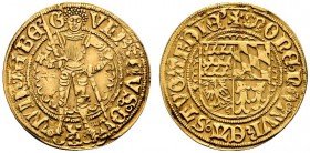 Württemberg. Herzog Ulrich, 1. Regierungsperiode 1498-1520. Goldgulden o.J. (ab 1501). Stehender Herzog im Panzer mit Schwert und Scheide (mit normale...