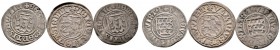 Württemberg. Herzog Ulrich, 1. Regierungsperiode 1498-1520. Lot (3 Stücke): Dreier o.J. (ab 1501). Typ 1 mit einfachen Wappenschilden (KR 52a und 53.1...