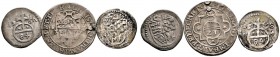 Württemberg. Christoph 1550-1568. Lot (3 Stücke): Reichsgroschen 1560 mit Titulatur Kaiser Ferdinand I. sowie Kleingröschel (1/84 Gulden) 1567 und 156...