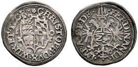 Württemberg. Christoph 1550-1568. 2 1/2 Kreuzer 1560. Mit Titulatur Kaiser Ferdinand I. KR 118.1a, Ebner 44. selten, feine Patina, sehr schön
