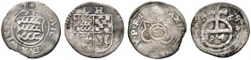 Württemberg. Ludwig 1568-1593. Lot (2 Stücke): Schilling 1573 mit Titulatur Kaiser Maximilian II. sowie Gröschlein 1569. KR 169,197, Ebner 68, 15. sel...