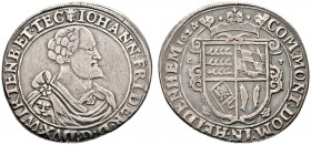 Württemberg. Johann Friedrich 1608-1628. Taler 1624 -Christophstal-. KR 322, Ebner 290,291, Dav. 7854, Raff (Christophstal) 26. Rand leicht bearbeitet...