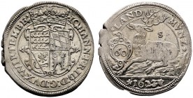 Württemberg. Johann Friedrich 1608-1628. Kipper-Hirschgulden zu 60 Kreuzer 1623 -Stuttgart-. KR 389, Ebner 247. -Walzenprägung- sehr selten in dieser ...