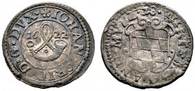 Württemberg. Johann Friedrich 1608-1628. Kipper-Schilling (guthaltig) 1622 -Stuttgart-. KR 470a var. (Interpunktion), Ebner 217 vgl. feine Patina, lei...