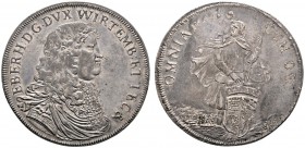 Württemberg. Eberhard III. 1633-1674. Ausbeutetaler 1669 von J.Chr. Müller, der Grube St. Christophstal im Schwarzwald. Gepanzertes Brustbild nach rec...