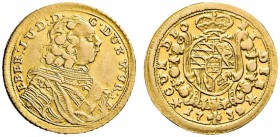 Württemberg. Eberhard Ludwig 1693-1733. Viertelkarolin 1732. Änlich wie vorher. KR 28b, Ebner 210, Fr. 3586, Slg. Hermann 367. 1,94 g sehr schön