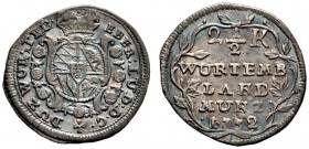 Württemberg. Eberhard Ludwig 1693-1733. 2 1/2 Kreuzer 1732. KR 89.1 (ungenau) oder var., Ebner -. herrliche Patina, vorzüglich Das bei Klein/Raff besc...