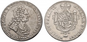 Württemberg. Karl Rudolf 1737-1738. Taler 1737. Stempel von Christoph Schmelz. Brustbild im römischen Panzer nach rechts, auf der Brust den dänischen ...