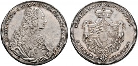Württemberg. Karl Friedrich 1738-1744. Taler 1739 von K. Börer. Gepanzertes Brustbild nach rechts mit Hermelin­mantel, aufgesticktem Stern und dem Jag...