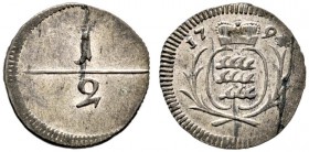 Württemberg. Ludwig Eugen 1793-1795. 1/2 Kreuzer 1794. KR 459, Ebner 5. selten, kleine Schrötlingsfehler, vorzüglich