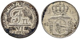Württemberg. Friedrich II./I. 1797-1806-1816. 6 Kreuzer 1804. KR 20.1f, AKS 23. leicht fleckige Patina, vorzüglich
