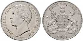 Württemberg. Wilhelm I. 1816-1864. Doppelgulden 1849. KR 91.5, AKS 76, J. 72, Thun 437, Kahnt 589. besseres Jahr, kleine Kratzer, sehr schön-vorzüglic...
