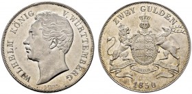 Württemberg. Wilhelm I. 1816-1864. Doppelgulden 1850. KR 91.6, AKS 76, J. 72, Thun 437, Kahnt 589. beidseitig Kratzer, sonst vorzüglich-Stempelglanz