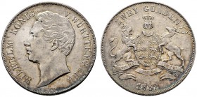 Württemberg. Wilhelm I. 1816-1864. Doppelgulden 1852. KR 91.8, AKS 76, J. 72, Thun 437, Kahnt 589. feine Patina, minimale Kratzer, fast vorzüglich