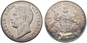 Württemberg. Wilhelm I. 1816-1864. Doppelgulden 1853. KR 91.9, AKS 76, J. 72, Thun 437, Kahnt 589. feine Patina, sehr schön-vorzüglich