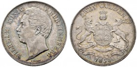 Württemberg. Wilhelm I. 1816-1864. Doppelgulden 1854. KR 91.10, AKS 76, J. 72, Thun 437, Kahnt 589. feine Patina, kleine Kratzer und Randfehler, sehr ...