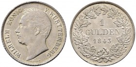 Württemberg. Wilhelm I. 1816-1864. Gulden 1843. KR 95.6, AKS 85, J. 70a. gutes vorzüglich