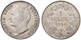 Württemberg. Wilhelm I. 1816-1864. Gulden 1850. KR 95.14, AKS 85, J. 70a. selten in dieser Erhaltung, Prachtexemplar, fast Stempelglanz