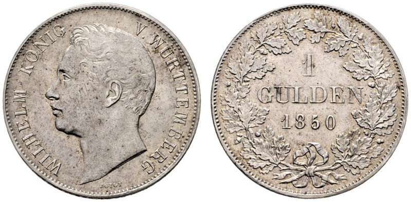 Württemberg. Wilhelm I. 1816-1864. Gulden 1850. KR 95.14, AKS 85, J. 70a. minima...