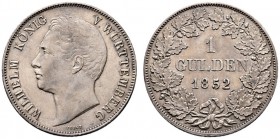 Württemberg. Wilhelm I. 1816-1864. Gulden 1852. KR 95.16, AKS 85, J. 70a. feine Tönung, winziger Randfehler, vorzüglich
