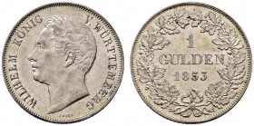 Württemberg. Wilhelm I. 1816-1864. Gulden 1853. KR 95.17, AKS 85, J. 70a. minimale Kratzer, vorzüglich