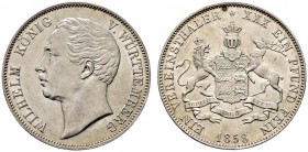 Württemberg. Wilhelm I. 1816-1864. Vereinstaler 1858. KR 107.1, AKS 77, J. 83, Thun 439, Kahnt 588. vorzüglich-Stempelglanz