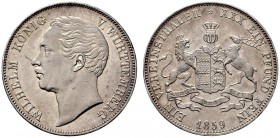 Württemberg. Wilhelm I. 1816-1864. Vereinstaler 1859. KR 107.2, AKS 77, J. 83, Thun 439, Kahnt 588. vorzüglich-Stempelglanz