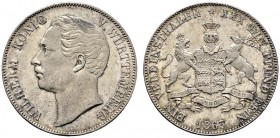 Württemberg. Wilhelm I. 1816-1864. Vereinstaler 1863. KR 107.6, AKS 77, J. 83, Thun 439, Kahnt 588. leichte Tönung, winzige Kratzer, Prachtexemplar, f...
