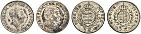 Württemberg. Wilhelm I. 1816-1864. Lot (2 Stücke): 6 Kreuzer 1823 sowie 3 Kreuzer 1825 (KR 79.1, 81.2). leicht fleckige Patina, fast vorzüglich bzw. s...
