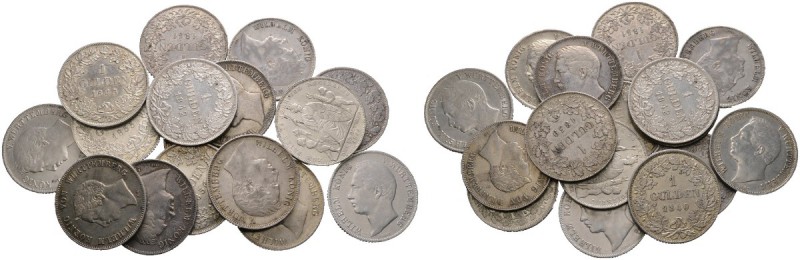 Württemberg. Wilhelm I. 1816-1864. Lot (16 Stücke): Gulden 1837-1840, 1841 (2 Va...