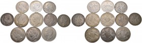 Württemberg. Wilhelm I. 1816-1864. Lot (11 Stücke): Doppelgulden 1846, 1848, 1852, 1855 und 1856 sowie Vereinstaler 1857, 1859-1861, 1863 und 1864 (KR...