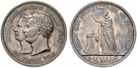 Württemberg. Wilhelm I. 1816-1864. Silbermedaille 1823 von Voigt, auf die Geburt des Kronprinzen Karl. Köpfe des Königs und seiner Gemahlin Pauline na...