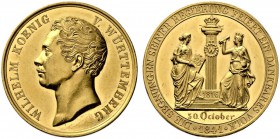 Württemberg. Wilhelm I. 1816-1864. Goldmedaille zu 13 Dukaten 1841 von H.F. Brand, auf sein 25-jähriges Regierungsjubiläum. Kopf des Königs nach links...