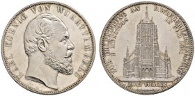 Württemberg. Karl 1864-1891. "Doppeltaler" aus Feinsilber(!) 1871. Ulmer Münster. KR 18, AKS 131 Anm., J. 87 Anm., Thun 442, Kahnt 595. 33,45 g(!). Au...