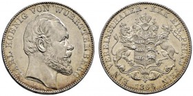 Württemberg. Karl 1864-1891. Vereinstaler 1866. KR 113.1, AKS 126, J. 85a, Thun 440, Kahnt 592. kleine Randfehler, fast vorzüglich