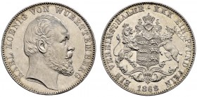 Württemberg. Karl 1864-1891. Vereinstaler 1868. KR 113.3, AKS 126, J. 85b, Thun 440, Kahnt 592. besserer Jahrgang, Prachtexemplar, fast Stempelglanz