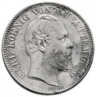 Württemberg. Karl 1864-1891. Einseitiger Aluminiumabschlag vom 1/2 Gulden o.J. Kopf des Königs nach rechts. KR 115 Anm. Aus dem Brandschutt der Stuttg...